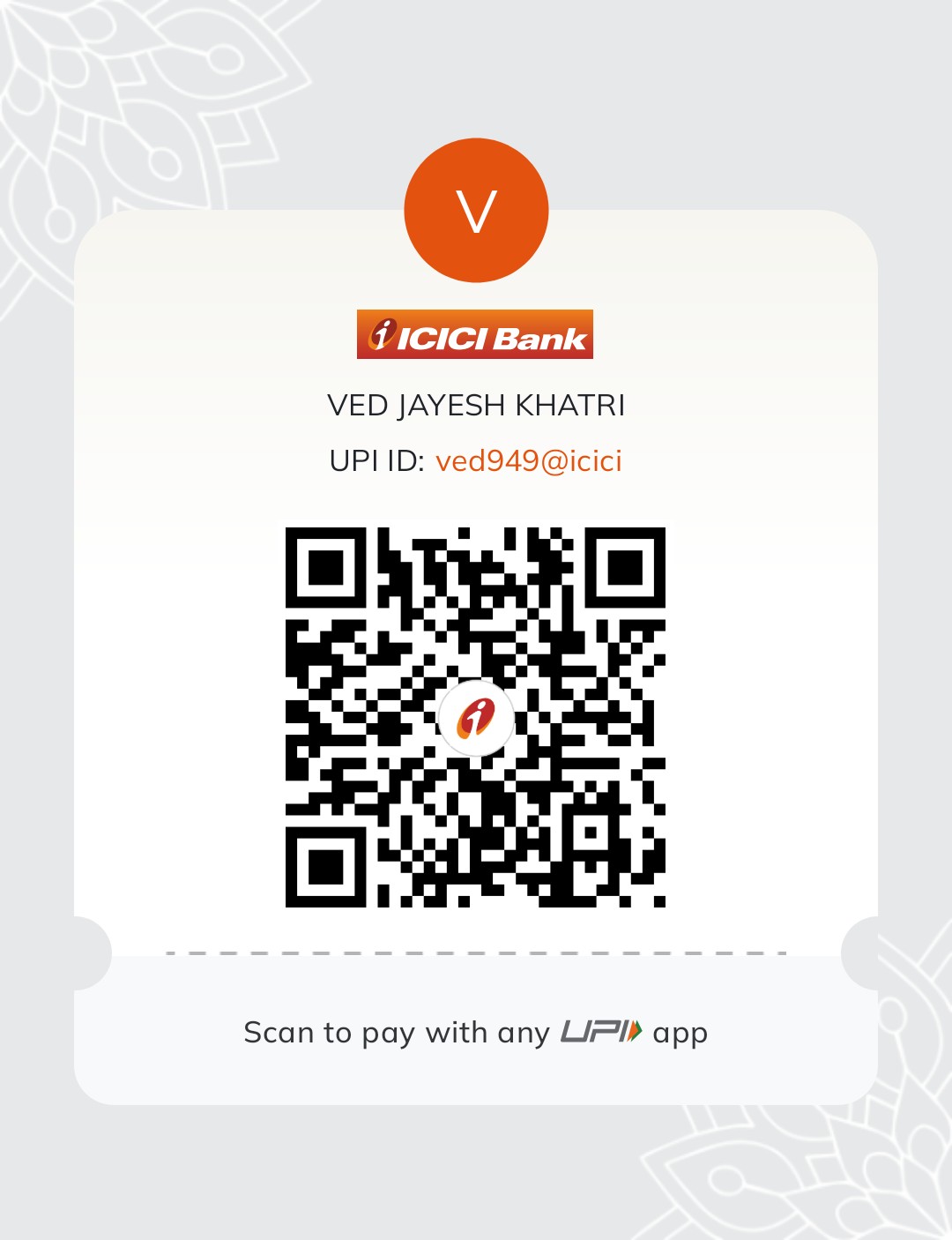UPI QR Code — Ved Jayesh Khatri